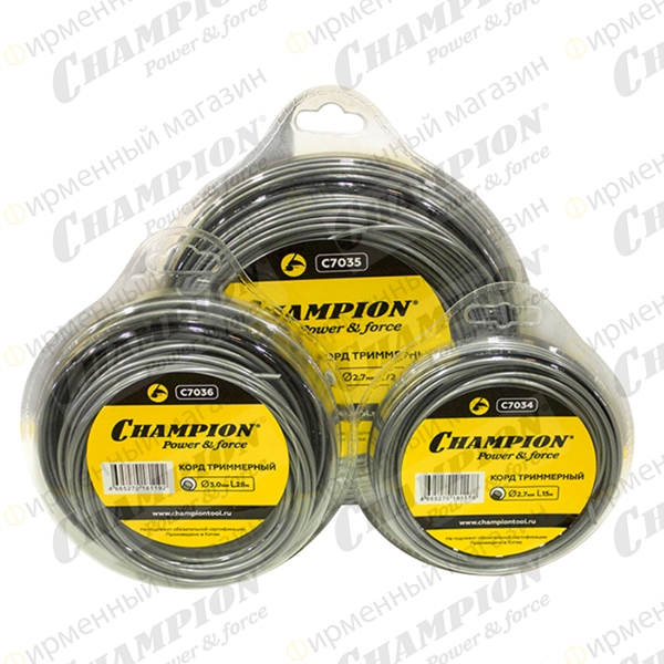 Корд триммерный Champion Aluminium 3.0мм*168м (круглый)+нож